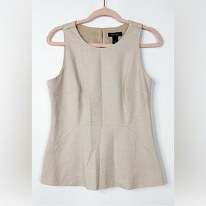 NWT-White House Black Market Beige Peplum Top size 8